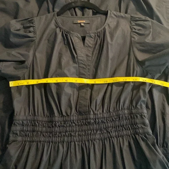 QUINCE 100% Organic Cotton Poplin Tiered Maxi Dress Black Size Small - Picture 10 of 14